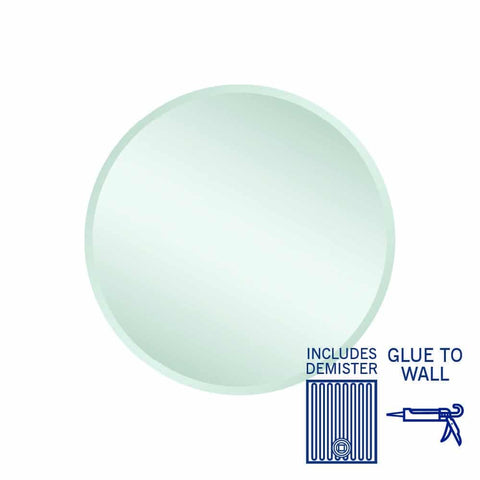 Mirrors Thermogroup Kent 18mm Bevel Round Mirror Style: Glue-to-Wall and Demister Size: 600x600x5mm Place & Palette