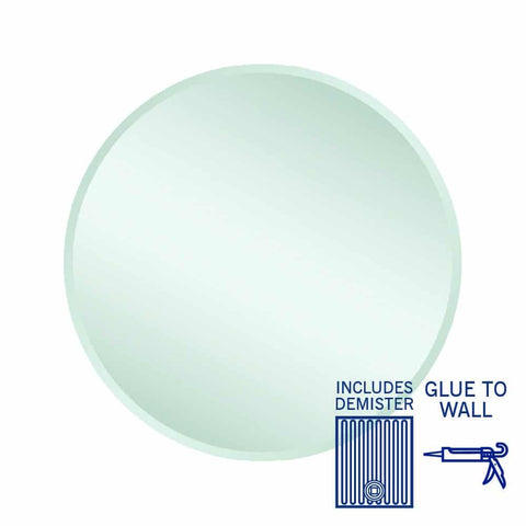 Mirrors Thermogroup Kent 18mm Bevel Round Mirror Style: Glue-to-Wall and Demister Size: 700x700x5mm Place & Palette