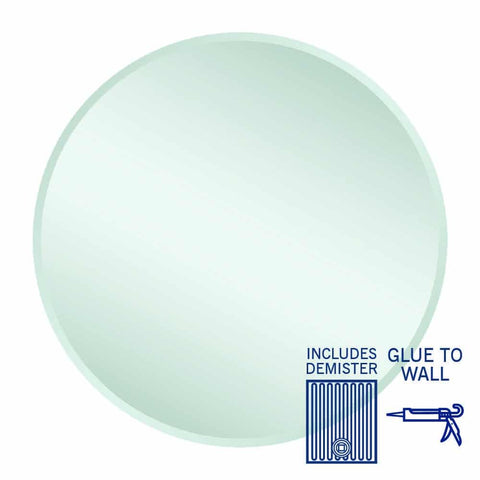 Mirrors Thermogroup Kent 18mm Bevel Round Mirror Style: Glue-to-Wall and Demister Size: 800x800x5mm Place & Palette