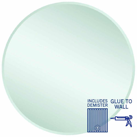 Mirrors Thermogroup Kent 18mm Bevel Round Mirror Style: Glue-to-Wall and Demister Size: 900x900x5mm Place & Palette