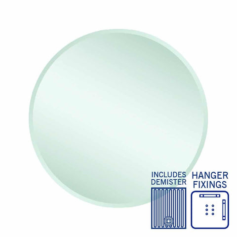 Mirrors Thermogroup Kent 18mm Bevel Round Mirror Style: Hangers and Demister Size: 700x700x14mm Place & Palette