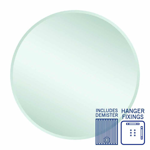 Mirrors Thermogroup Kent 18mm Bevel Round Mirror Style: Hangers and Demister Size: 800x800x14mm Place & Palette