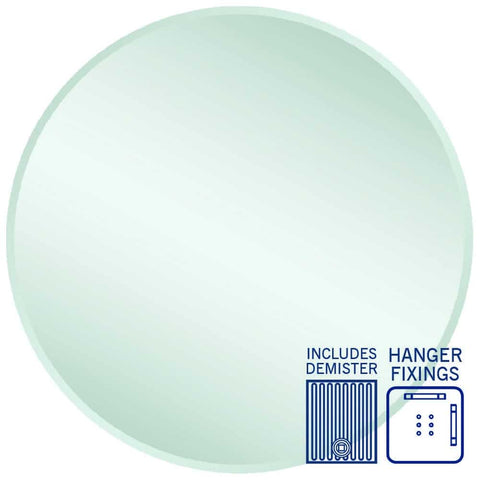 Mirrors Thermogroup Kent 18mm Bevel Round Mirror Style: Hangers and Demister Size: 900x900x14mm Place & Palette