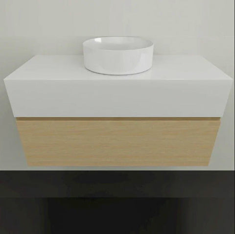 Vanities Timberline Kingsley Wall Hung Vanity with Silksurface Box Top & White Gloss Above Counter Basin Size: L 1050mm Centre Bowl Place & Palette