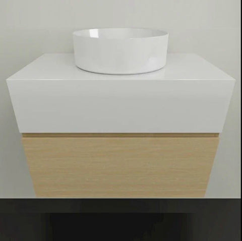 Vanities Timberline Kingsley Wall Hung Vanity with Silksurface Box Top & White Gloss Above Counter Basin Size: L 750mm Centre Bowl Place & Palette