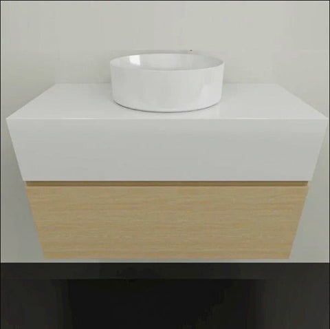 Vanities Timberline Kingsley Wall Hung Vanity with Silksurface Box Top & White Gloss Above Counter Basin Size: L 900mm Centre Bowl Place & Palette