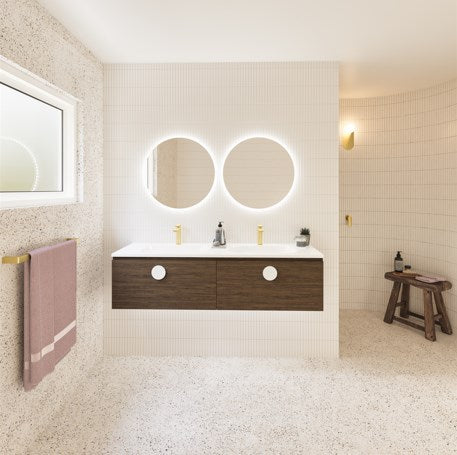 Vanities Timberline Kingsley Wall Hung Vanity with Silksurface Box Top & White Gloss Under Counter Basin Size: L 750mm Centre Bowl Place & Palette