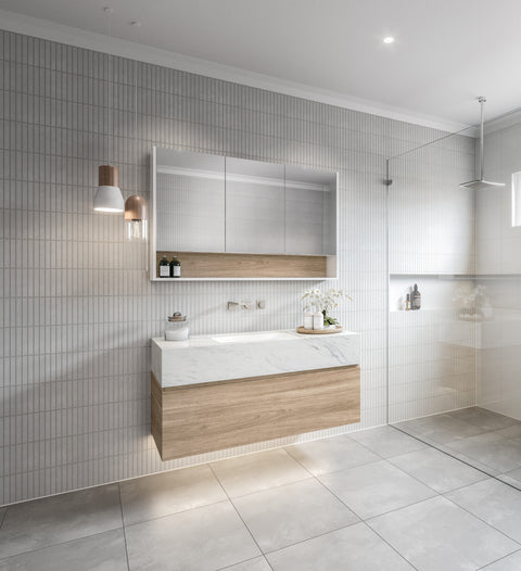 Vanities Timberline Kingsley Wall Hung Vanity with Silksurface Box Top & White Gloss Under Counter Basin Size: L 750mm Centre Bowl Place & Palette