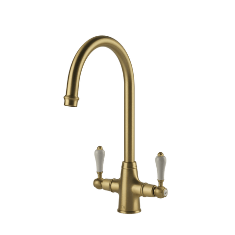 Tapware Turner Hastings Ludlow Double or Bridge Mixer Tap Colour: Brushed Brass Style: Double Sink Place & Palette