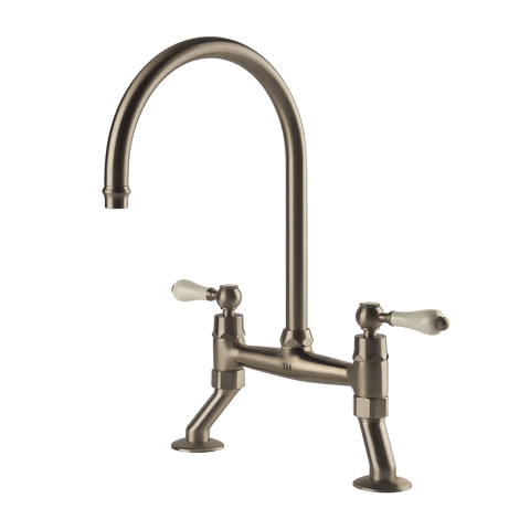 Tapware Turner Hastings Ludlow Double or Bridge Mixer Tap Colour: Brushed Nickel Style: Bridge Sink Place & Palette