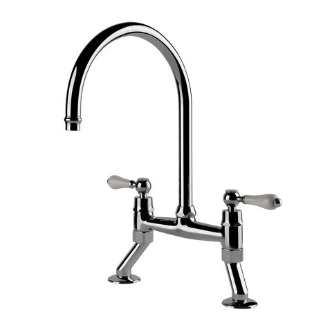 Tapware Turner Hastings Ludlow Double or Bridge Mixer Tap Colour: Chrome Style: Bridge Sink Place & Palette