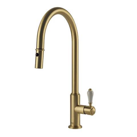 Tapware Turner Hastings Ludlow Pull Out Sink Mixer Colour: Brushed Brass Place & Palette