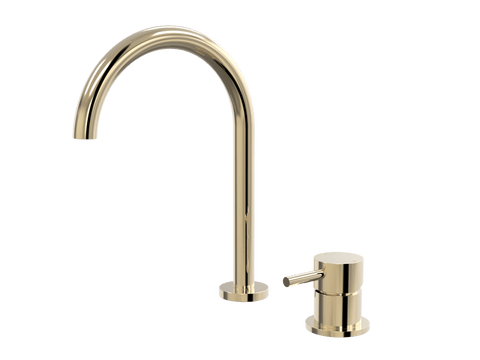 Tapware ParTaps Lugano Hob Mixer - Gooseneck Outlet Colour: Brass Gold Place & Palette