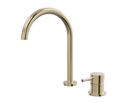 Tapware ParTaps Lugano Hob Mixer - Gooseneck Outlet Colour: Brushed Brass Gold Place & Palette