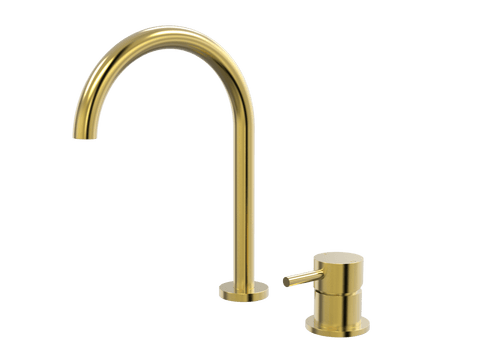 Tapware ParTaps Lugano Hob Mixer - Gooseneck Outlet Colour: Brushed Gold Place & Palette