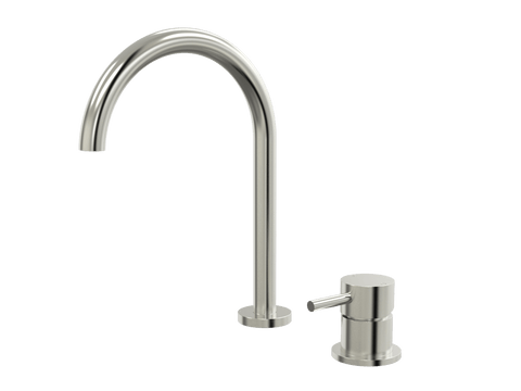 Tapware ParTaps Lugano Hob Mixer - Gooseneck Outlet Colour: Brushed Nickel Place & Palette