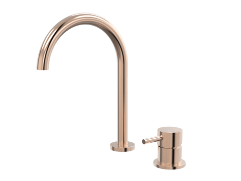 Tapware ParTaps Lugano Hob Mixer - Gooseneck Outlet Colour: Brushed Rose Gold Place & Palette