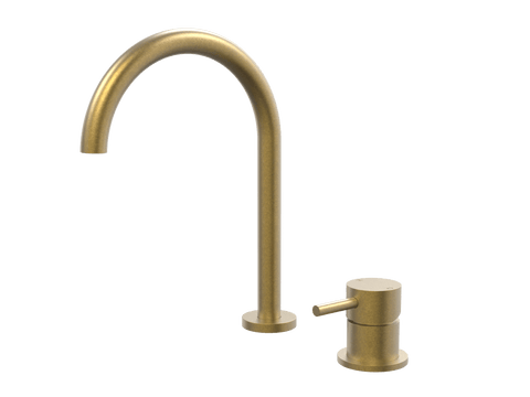 Tapware ParTaps Lugano Hob Mixer - Gooseneck Outlet Colour: Rumbled Brass Place & Palette
