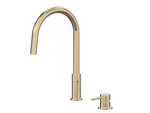 Tapware ParTaps Lugano Hob Mixer - Gooseneck Pull-Out Colour: Brass Gold Place & Palette