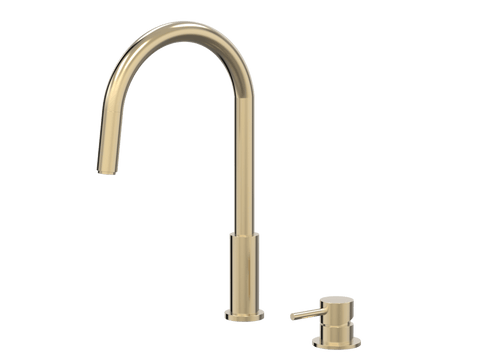 Tapware ParTaps Lugano Hob Mixer - Gooseneck Pull-Out Colour: Brushed Brass Gold Place & Palette