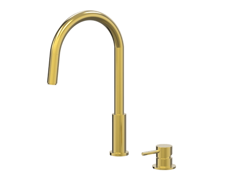 Tapware ParTaps Lugano Hob Mixer - Gooseneck Pull-Out Colour: Brushed Gold Place & Palette