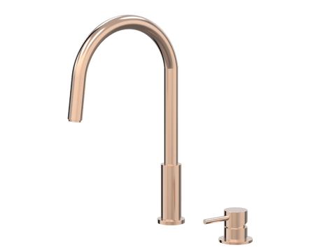Tapware ParTaps Lugano Hob Mixer - Gooseneck Pull-Out Colour: Brushed Rose Gold Place & Palette