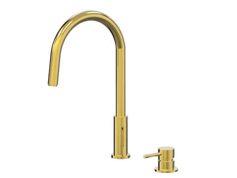 Tapware ParTaps Lugano Hob Mixer - Gooseneck Pull-Out Colour: Gold Place & Palette