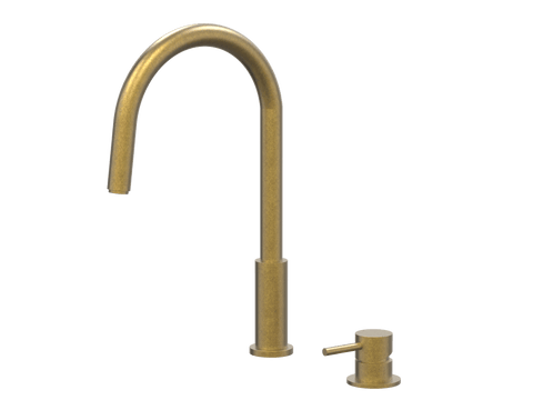 Tapware ParTaps Lugano Hob Mixer - Gooseneck Pull-Out Colour: Rumbled Brass Place & Palette