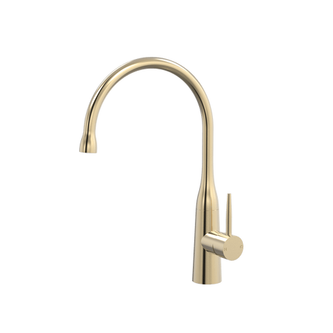 Tapware ParTaps Lugano Sink Gooseneck Mixer Colour: Brushed Brass Gold Style: Dome Place & Palette
