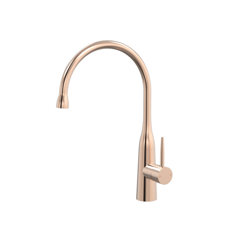 Tapware ParTaps Lugano Sink Gooseneck Mixer Colour: Brushed Rose Gold Style: Dome Place & Palette
