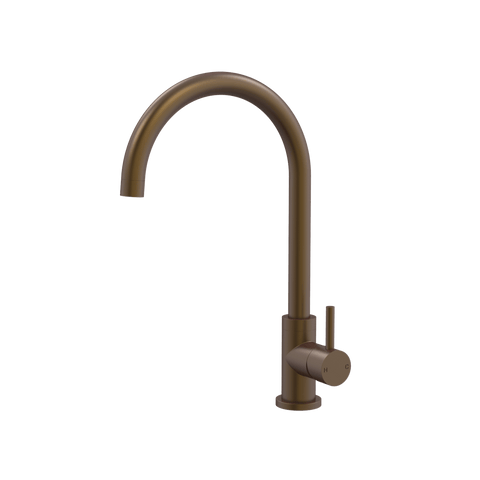 Tapware ParTaps Lugano Sink Gooseneck Mixer Colour: Native Brass Style: Original Place & Palette