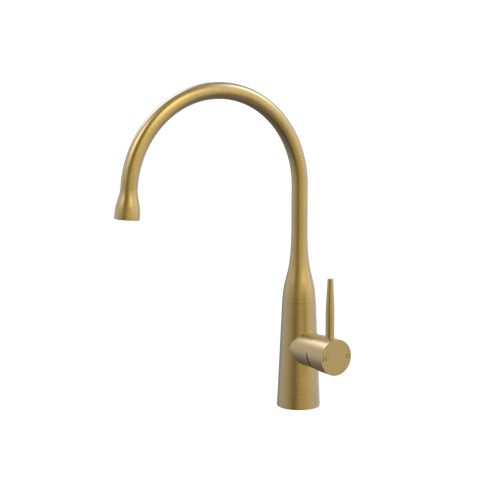 Tapware ParTaps Lugano Sink Gooseneck Mixer Colour: Rumbled Brass Style: Dome Place & Palette