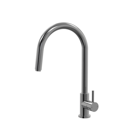 Tapware ParTaps Lugano Sink Straight Mixer Pull-Out Colour: Black Sapphire Style: Gooseneck Place & Palette