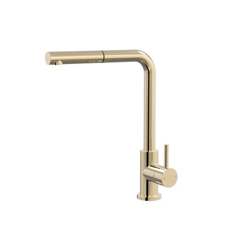Tapware ParTaps Lugano Sink Straight Mixer Pull-Out Colour: Brass Gold Style: Swivel Place & Palette
