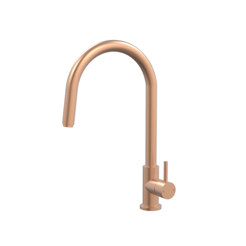 Tapware ParTaps Lugano Sink Straight Mixer Pull-Out Colour: Brushed Copper Style: Gooseneck Place & Palette