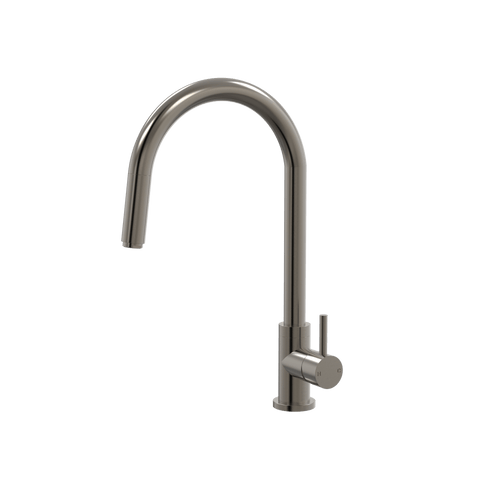 Tapware ParTaps Lugano Sink Straight Mixer Pull-Out Colour: Brushed Gunmetal Style: Gooseneck Place & Palette