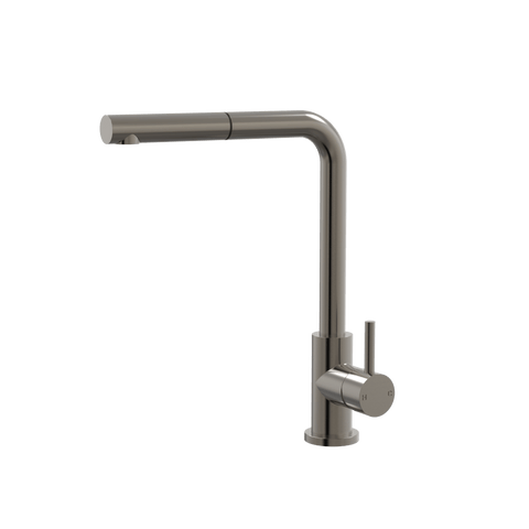 Tapware ParTaps Lugano Sink Straight Mixer Pull-Out Colour: Brushed Gunmetal Style: Swivel Place & Palette