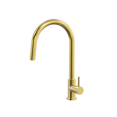 Tapware ParTaps Lugano Sink Straight Mixer Pull-Out Colour: Gold Style: Gooseneck Place & Palette