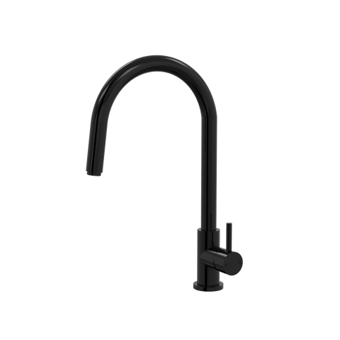 Tapware ParTaps Lugano Sink Straight Mixer Pull-Out Colour: Midnight Black Style: Gooseneck Place & Palette