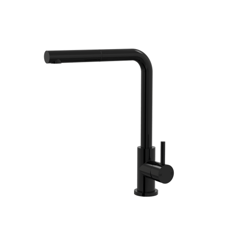 Tapware ParTaps Lugano Sink Straight Mixer Pull-Out Colour: Midnight Black Style: Swivel Place & Palette