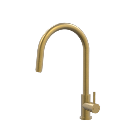 Tapware ParTaps Lugano Sink Straight Mixer Pull-Out Colour: Rumbled Brass Style: Gooseneck Place & Palette