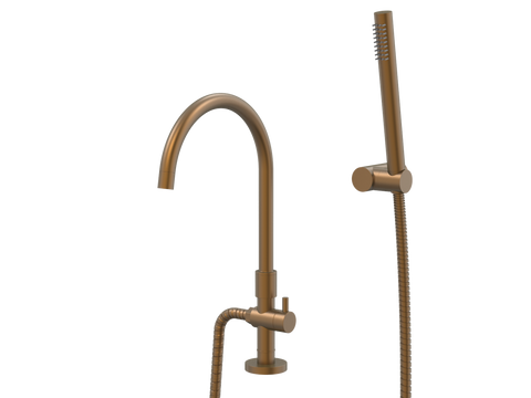 Tapware ParTaps Lugano Spa Hob Swivel Outlet Colour: Burnished Style: Divertor Gooseneck Outlet with Handshower Place & Palette