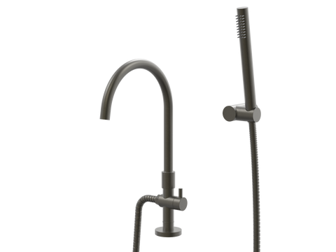 Tapware ParTaps Lugano Spa Hob Swivel Outlet Colour: Volcanic Grey Style: Divertor Gooseneck Outlet with Handshower Place & Palette