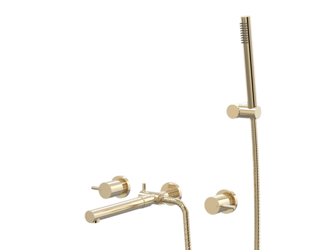 Showers ParTaps Lugano Spa Set Wall Fixed Divertor Set with Handshower & Bracket Colour: Brass Gold Place & Palette