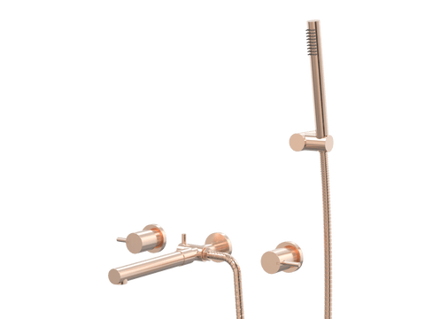 Showers ParTaps Lugano Spa Set Wall Fixed Divertor Set with Handshower & Bracket Colour: Brushed Rose Gold Place & Palette