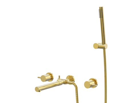 Showers ParTaps Lugano Spa Set Wall Fixed Divertor Set with Handshower & Bracket Colour: Gold Place & Palette