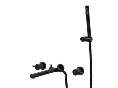 Showers ParTaps Lugano Spa Set Wall Fixed Divertor Set with Handshower & Bracket Colour: Midnight Black Place & Palette