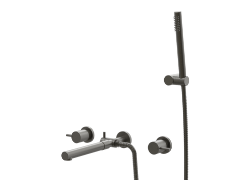 Showers ParTaps Lugano Spa Set Wall Fixed Divertor Set with Handshower & Bracket Colour: Volcanic Grey Place & Palette