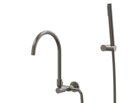 Tapware ParTaps Lugano Spa Wall Swivel Outlet Colour: Brushed Gunmetal Style: Divertor Outlet with Handshower & Bracket Place & Palette