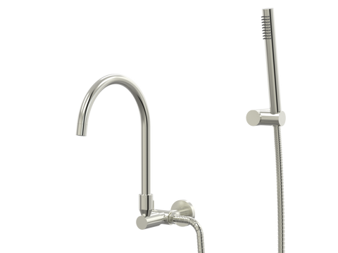 Tapware ParTaps Lugano Spa Wall Swivel Outlet Colour: Brushed Nickel Style: Divertor Outlet with Handshower & Bracket Place & Palette